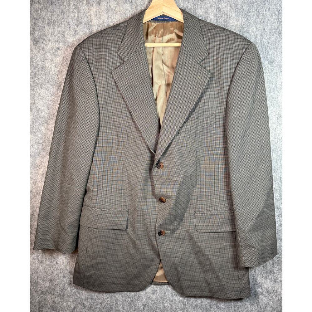 Chaps Ralph Lauren Lord And Taylor Vintage Wool Blazer Jacket Houndstooth 40R